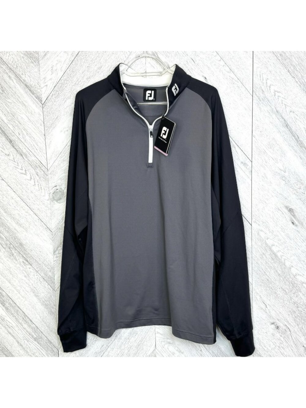 Footjoy FJ Performance 1/2 Zip Pullover Mens Large Black Charcoal Stretch NWT
